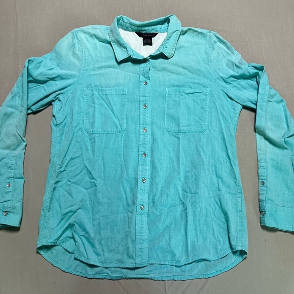 Calvin Klein Aqua Silver Buttons Buttons Button Down Cotton Mens XL - Picture 1 of 7